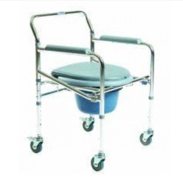 Steel @ Aluminium Commode Chair with Wheels