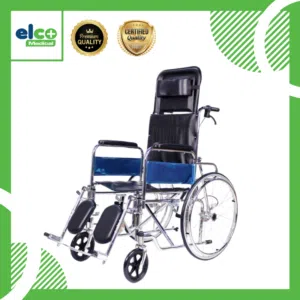 Elco Recliner Steel (Chrome) Wheelchair - Durable and Comfortable Reclining Design